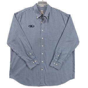 Peter Millar Men’s XXL Blue White Gingham Check Button Down Casual Shirt Preppy